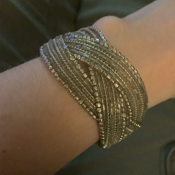 Flexible Silver Weaved Cuff Bracelet - Picture 3 of 4